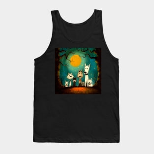 Happy Canine Family: Stylized Cartoon Portrait Tank Top